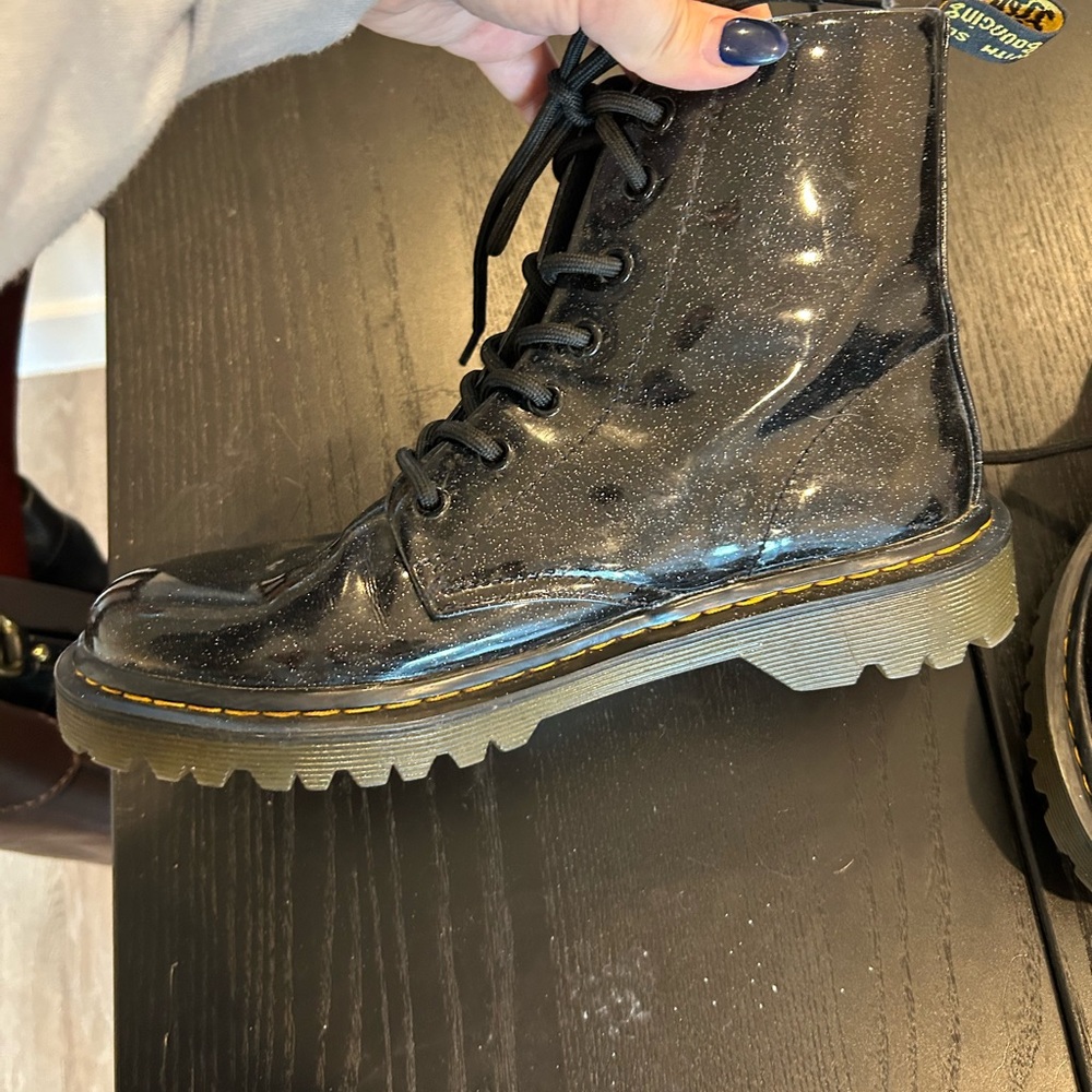 Dr. Martens Black Glitter Boots - Picture 6 of 7